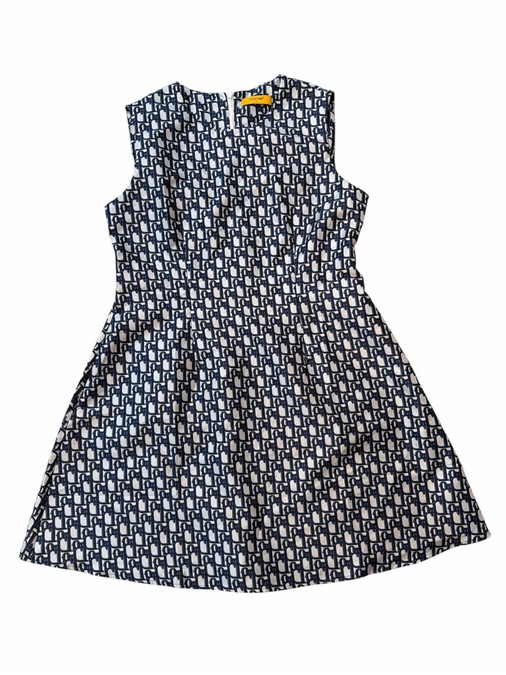 Cvltvre Monogram Sleeveless A-Line Shift Dress - Navy & White